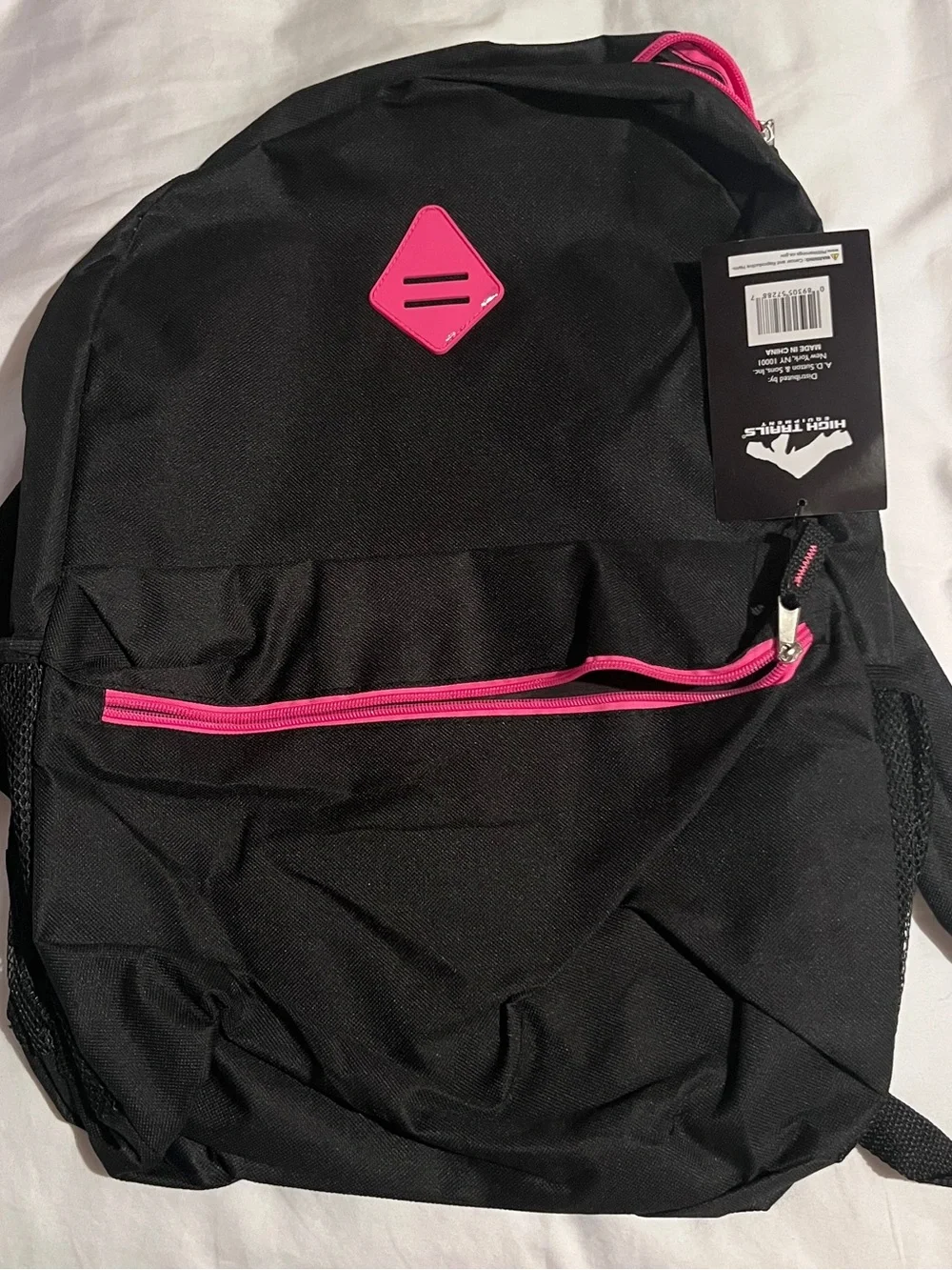 Black Backpack with Pink Trim